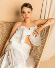 Laise Set with Long Skirt and White Top