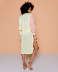 Two Tone Linen Shirtdress with Buttons
