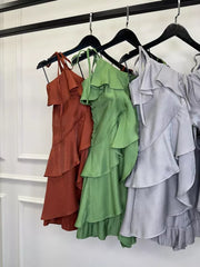 Viscose Set with Shorts and Ruffled Blouse