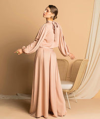 Tailored Set with Palazzo Pants and Long-Sleeved Cropped Top