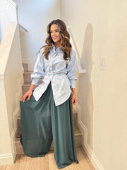 Cotton Maxi Shirt with Lined Front Buttons and Puff Sleeves