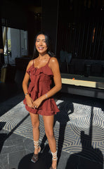 Viscose Set with Shorts and Ruffled Blouse