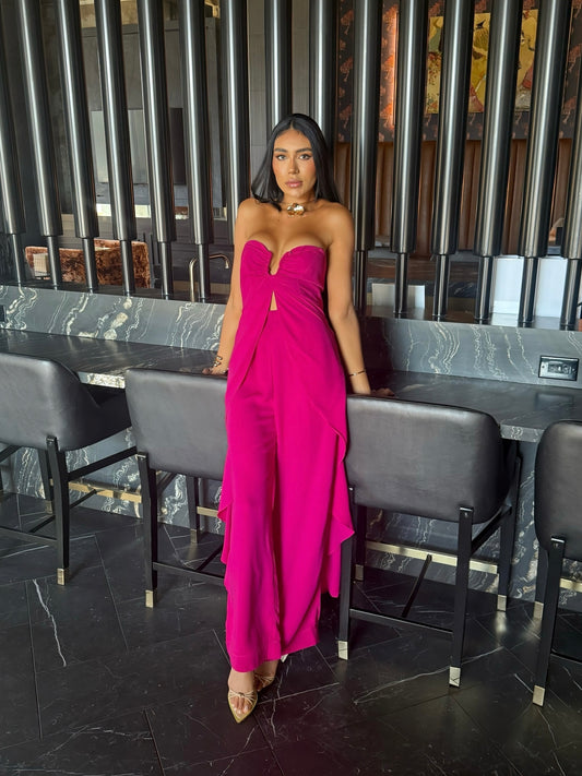 Silk Crepe Tailored Set with Strapless Tunic