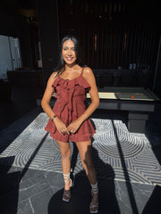 Viscose Set with Shorts and Ruffled Blouse
