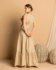 Russian Linen and Laise Maxi Dress