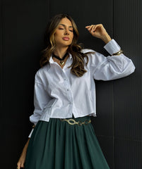Short Cotton Shirt with Front Pockets