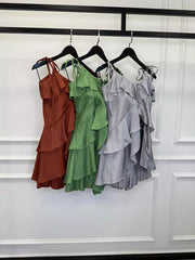 Viscose Set with Shorts and Ruffled Blouse
