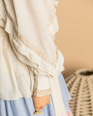 Linen Shirt with Ruffles and Embroidery