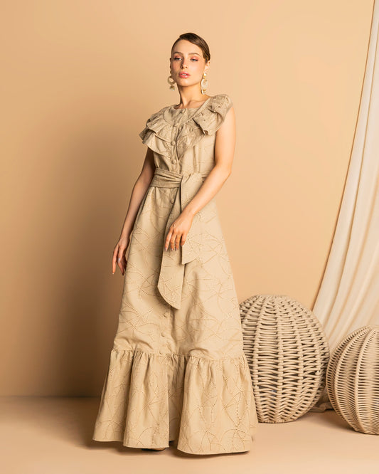 Russian Linen and Laise Maxi Dress