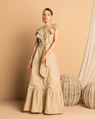 Russian Linen and Laise Maxi Dress
