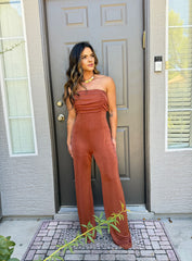 Strapless Crystal Jersey Jumpsuit