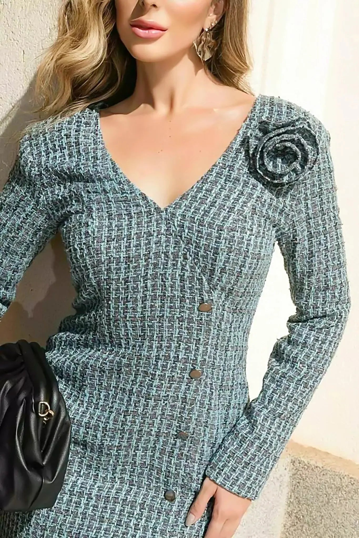 Short Tweed Dress Accyoli Concept Fashion