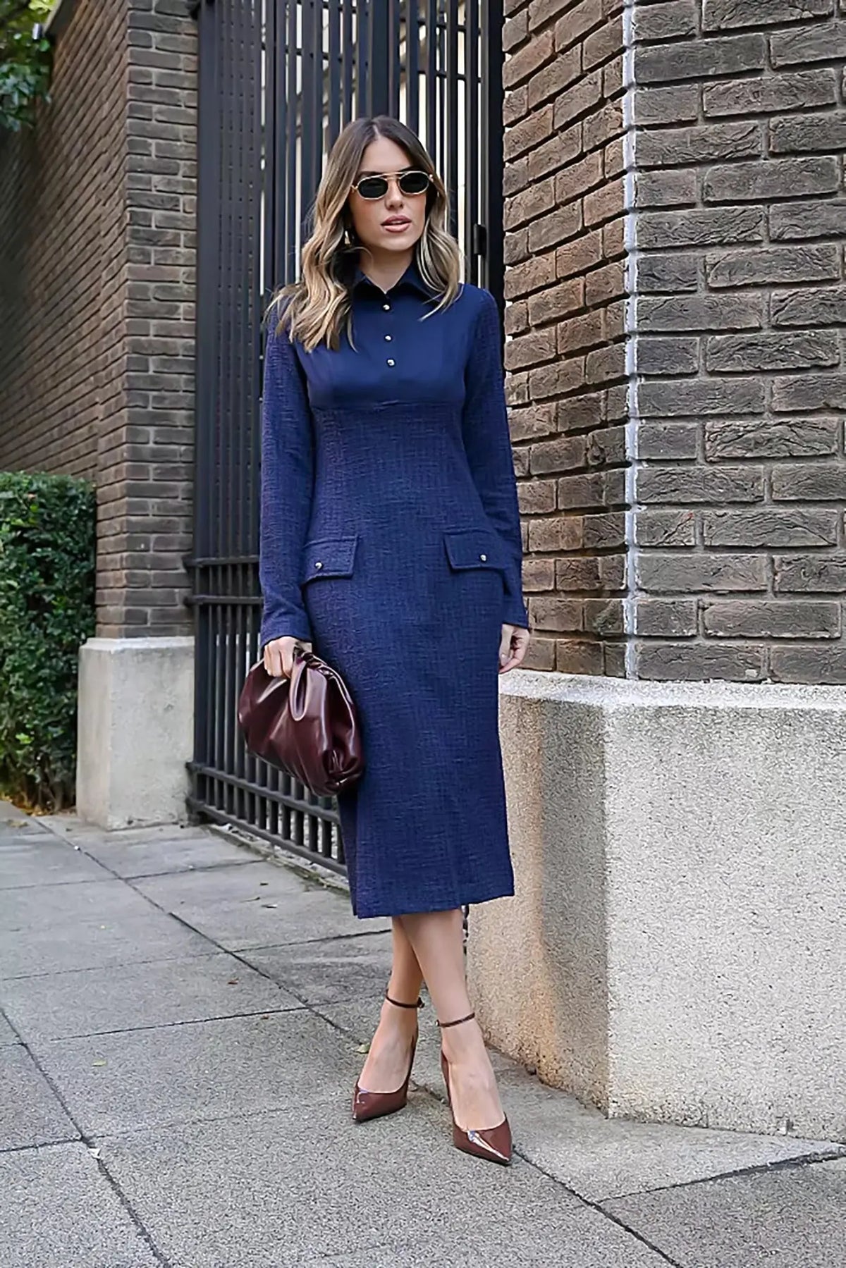 Midi Tweed Shirt Dress Accyoli Concept Fashion