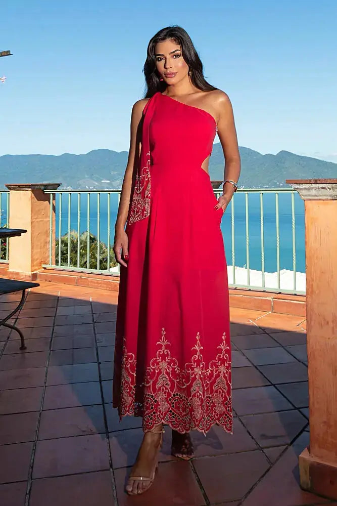 Red Long Dress Accyoli Concept Fashion