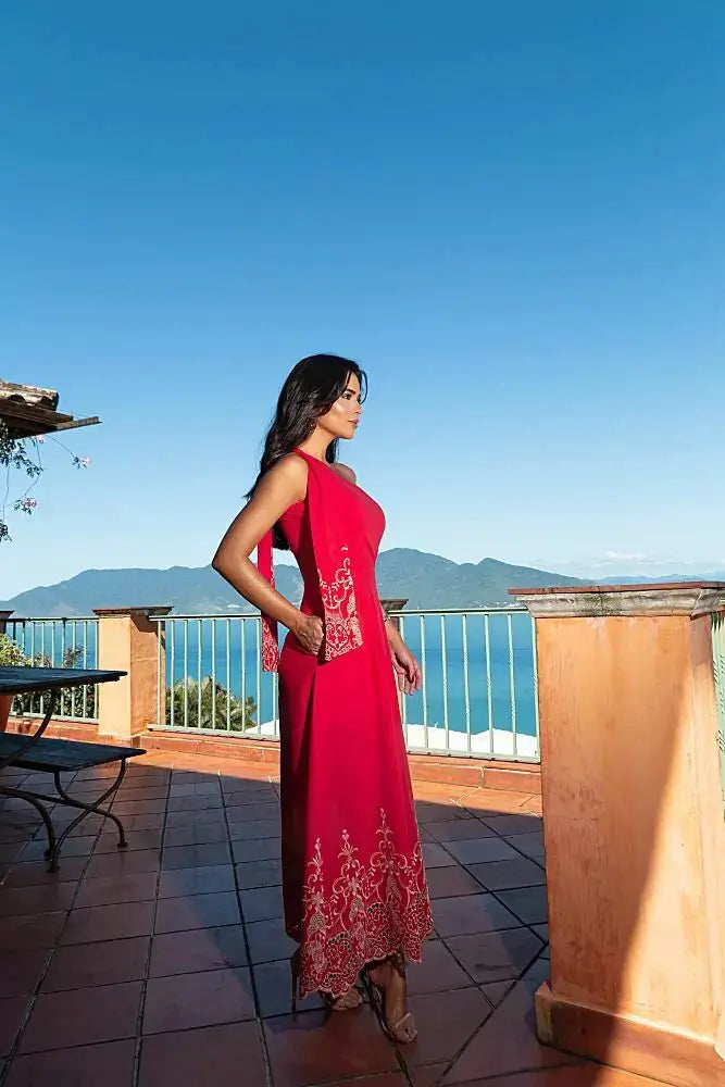Red Long Dress Accyoli Concept Fashion