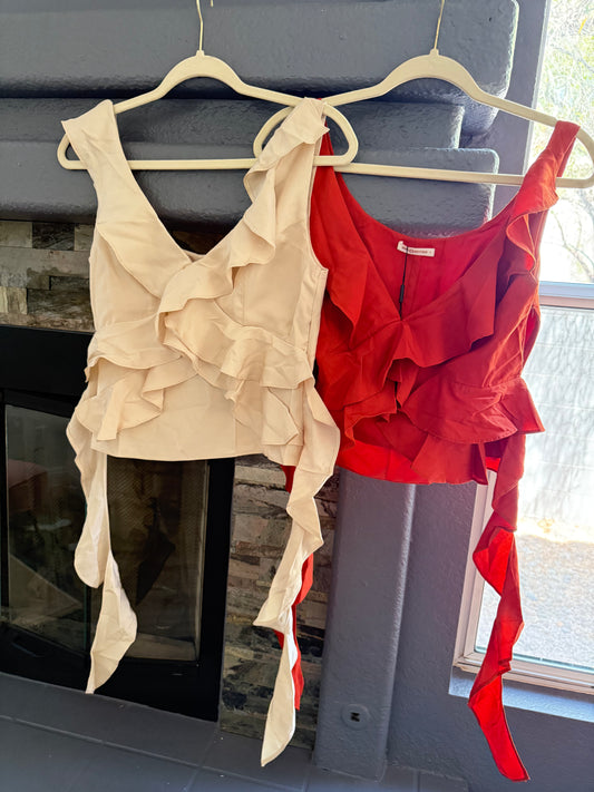 Boho Chic Viscose Tank Top with Ruffles