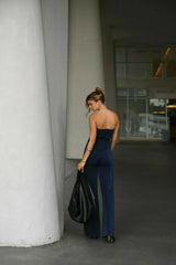 Strapless Crystal Jersey Jumpsuit