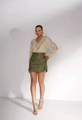 Blouse with Ruffle Detail and Long Sleeves