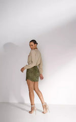 Blouse with Ruffle Detail and Long Sleeves