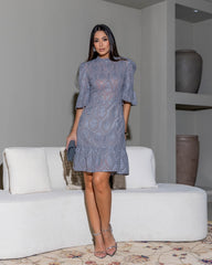 Short Lace Dress with Small Sleeves