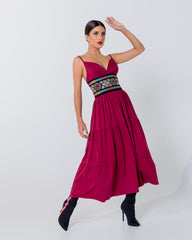 Linen Dress with an Ebroidered Waist
