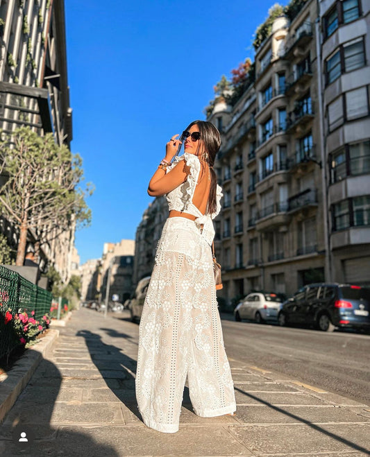 Laise Set with Palazzo Pants and Tie-Back Top
