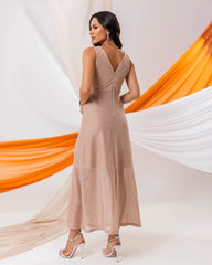 Beige Dress Accyoli Concept Fashion