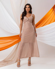 Beige Dress Accyoli Concept Fashion