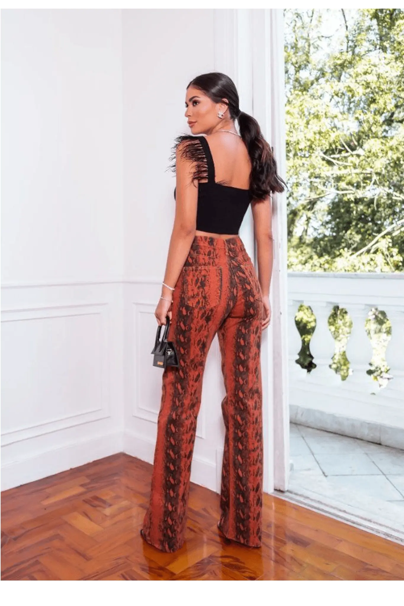 High - Waisted Wide - Leg Animal Print Jeans - Accyoli Concept Fashion