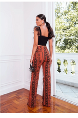 High - Waisted Wide - Leg Animal Print Jeans - Accyoli Concept Fashion